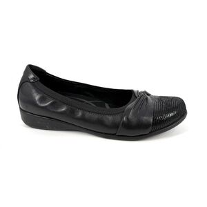 Aravon Ballet Flats Womens Size 8.5 D Black Leather Slip-On Shoes